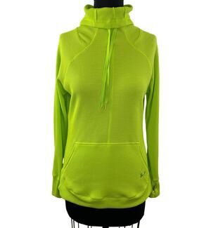 Under Armour Women's Lime Green Waffle Knit Thermal Cowl Neck Semi-Fitted Top M